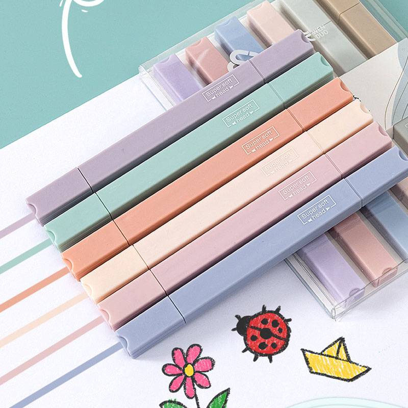 6 قطعة مجموعة أقلام تحديد مزدو - مراجعة Pastel Highlighter Set Double Ended وسعره